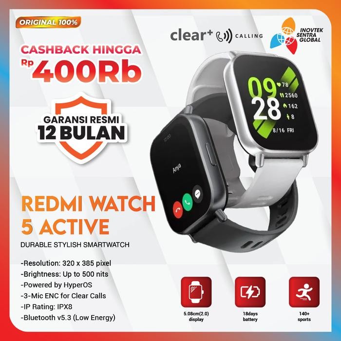 Xiaomi Mi Redmi Watch 5 Active / 3 Active Smartwatch - Garansi Resmi *