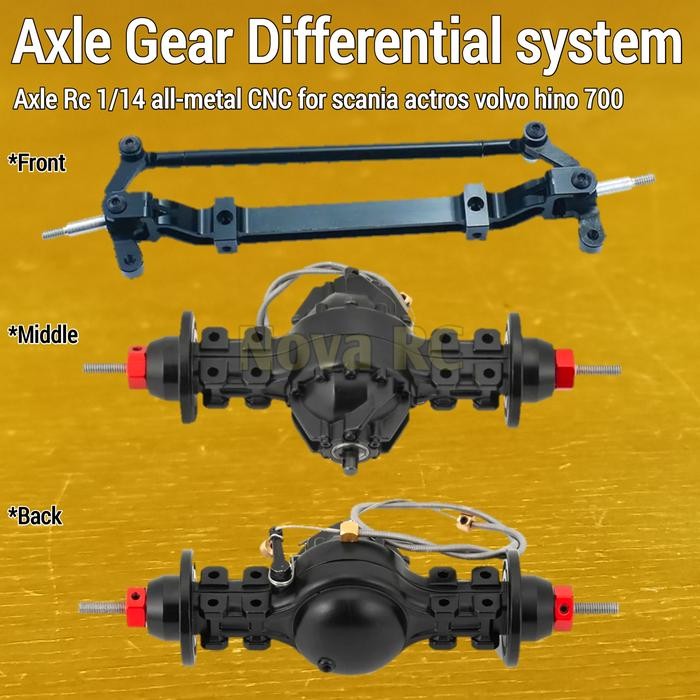 Axle gear Rc bus truck 1/14 with differential Depan/tengah/belakang