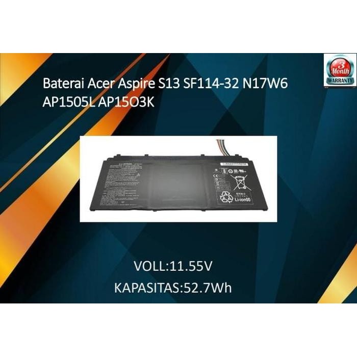 Baterai Acer Aspire S13 SF114-32 N17W6 AP1505L AP15O3K