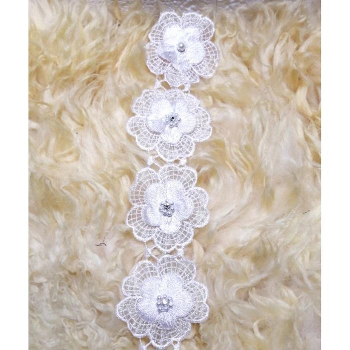 FAVORITE renda bordir organdi bunga tumpuk mutiara dan diamond per