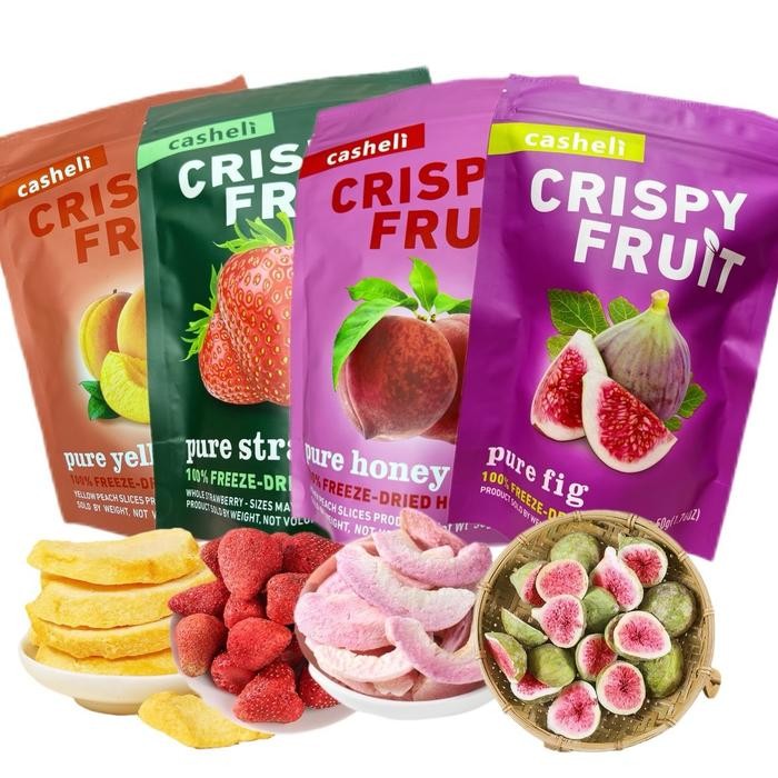 

casheli 200g Bundle of 4 Crispy Freeze-dried Strawberry 50g+ Freeze-dried Yellow Peach 50g