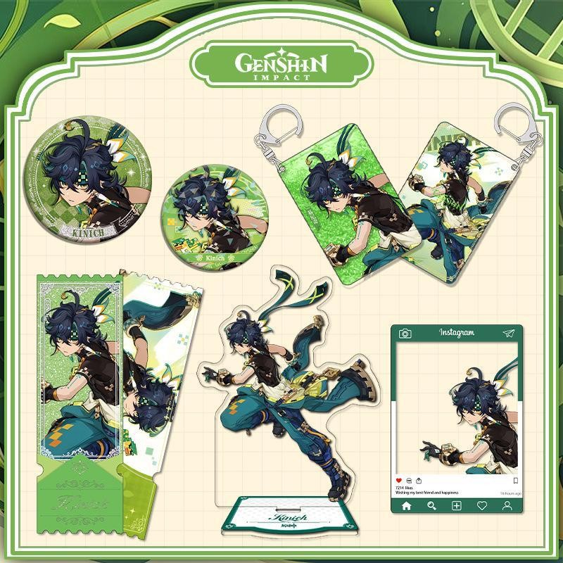 Genshin Impact Kinich Acrylic Figure Stand Badge Card Keychain Backpack Pendant Desk Decoration