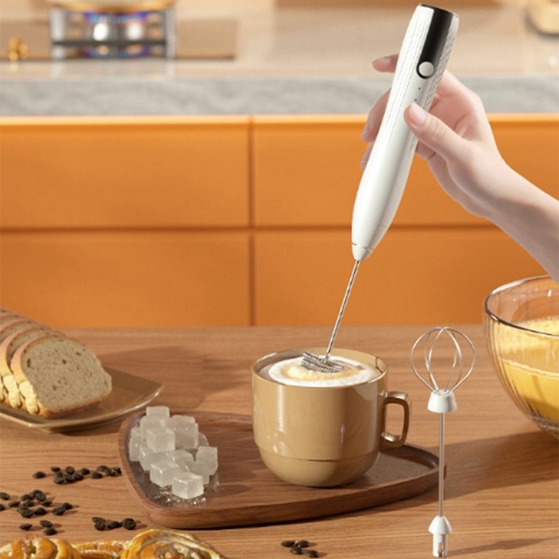 A85Q-Handheld Milk Frother, USB Rechargeable Milk Frother, Mini Milk Frother, 3-Speed Adjustable For