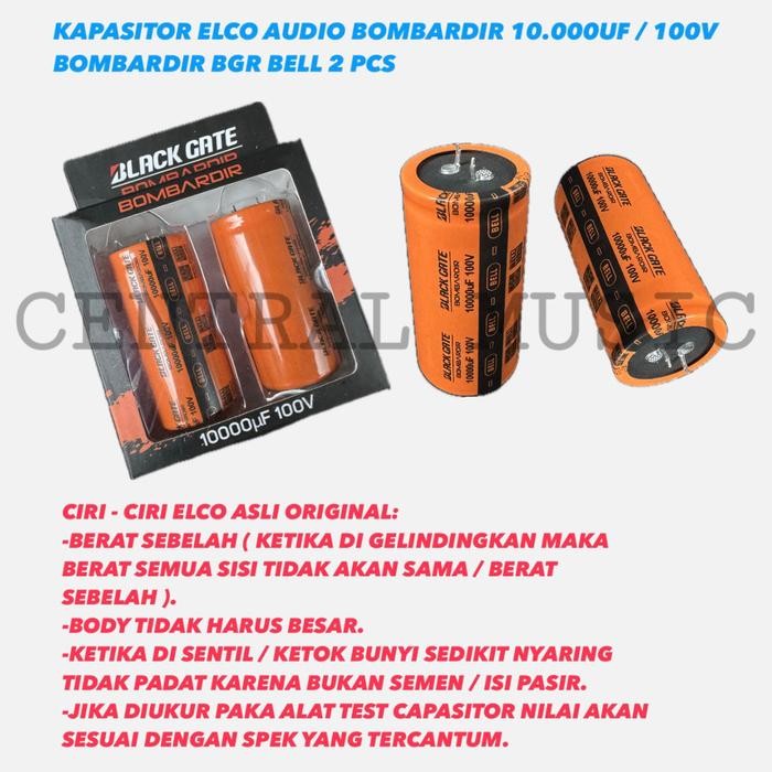 KAPASITOR ELCO AUDIO BOMBARDIR 10.000UF / 100V BOMBARDIR BGR BELL 2PCS
