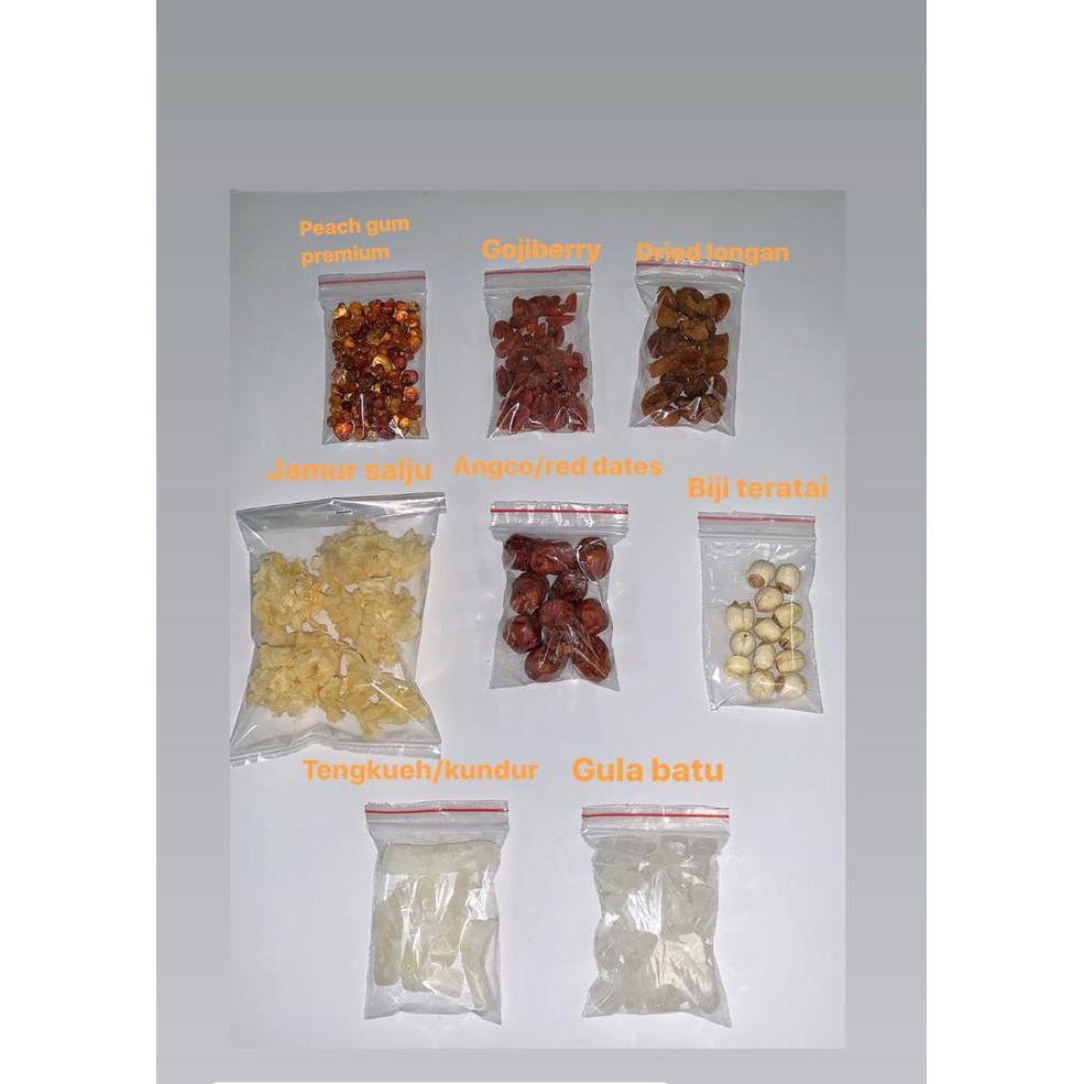 

Peach Gum Dessert / Bahan Peach Gum / buat 2 org