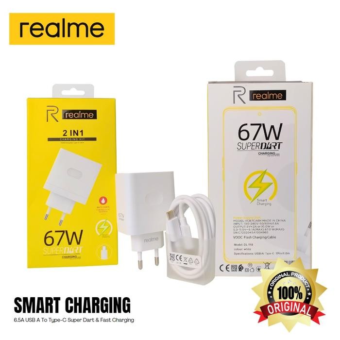 CHARGER REALME TYPE C FAST CHARGING 67 WATT ORI 100%
