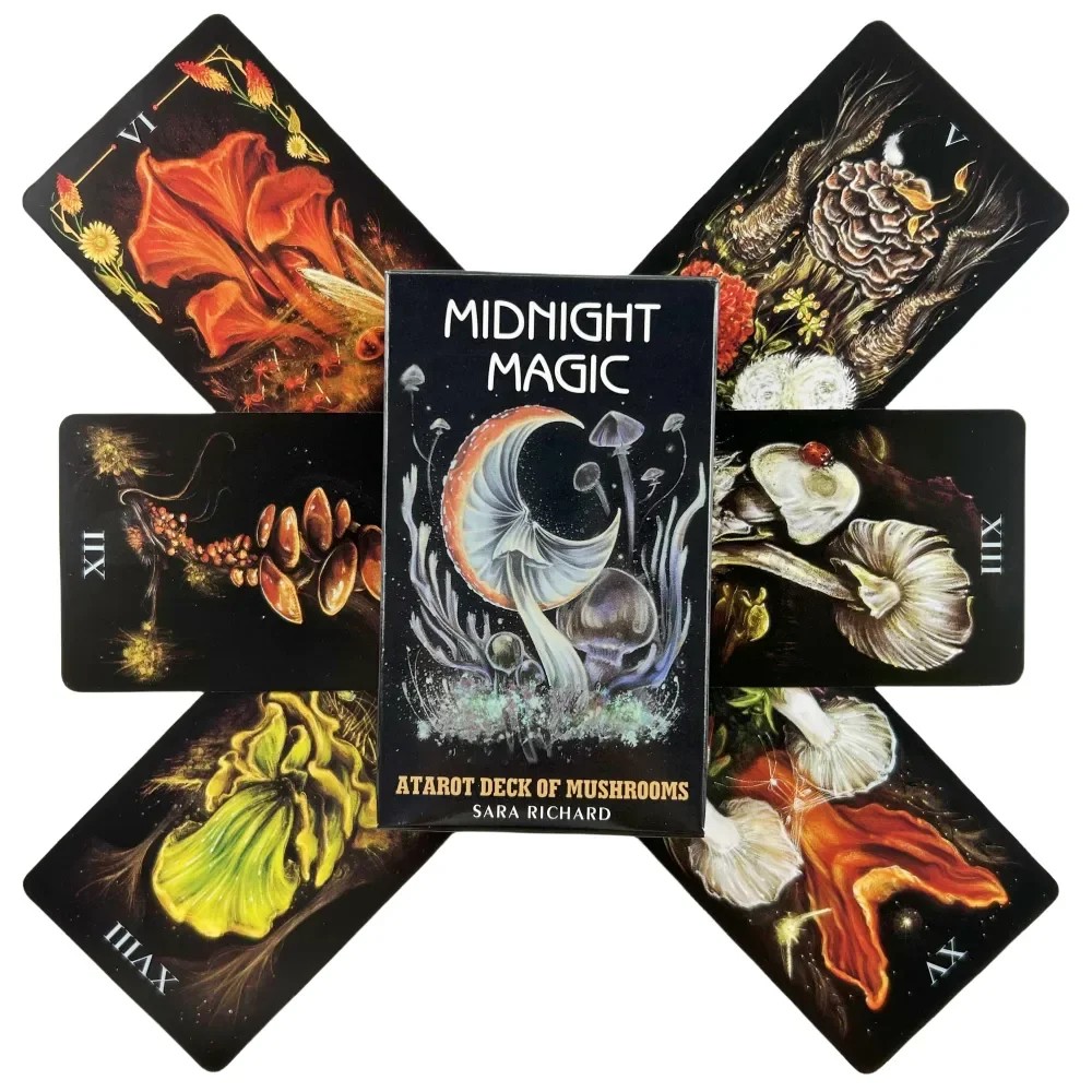 

1Pcs Deck Tarot 10.3*6cm Midnight Magic A Tarot Deck of Mushrooms 78 Pcs Cards