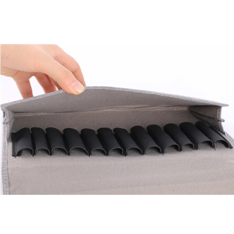

12 Brown Pencil Bag Pen Case for Fountain Pen, PU Holder Display Pouch Storage Large Capacity