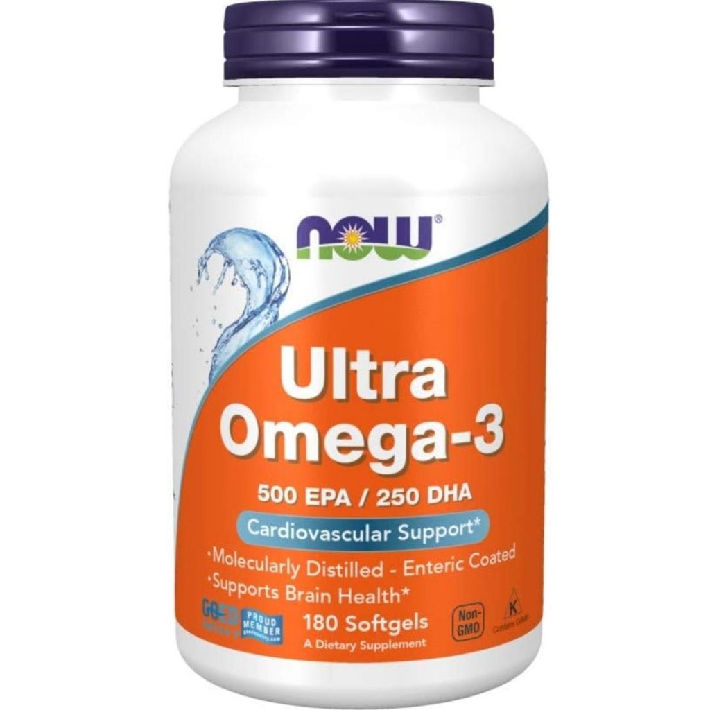 Now Ultra Omega 3 1000mg 180 softgels 500mg EPA, 250 mg DHA