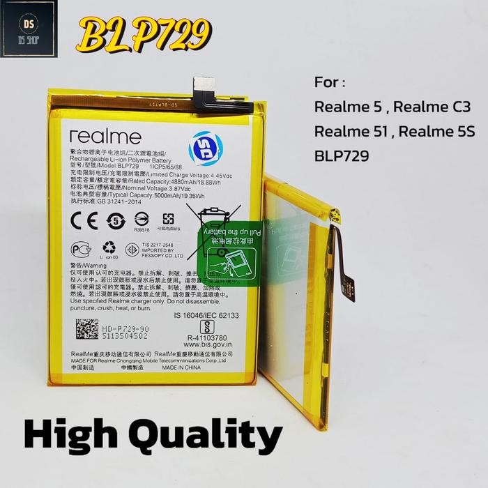 BATRE REALME 5 C3 REALME 5I REALME 5S BLP729 Ori Original Batrai HP