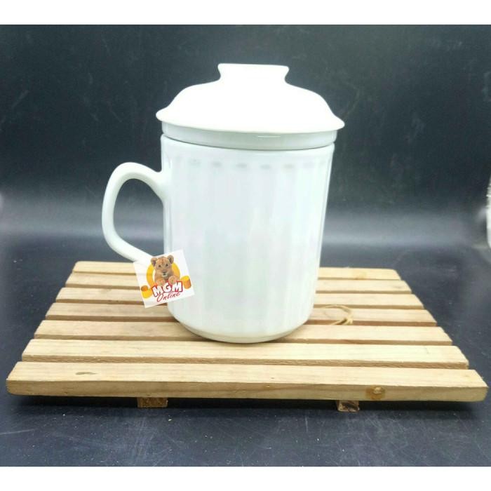[Allthebest] Mug Tutup Mug Keramik dengan Tutup dan Saringan teh MUG C3194