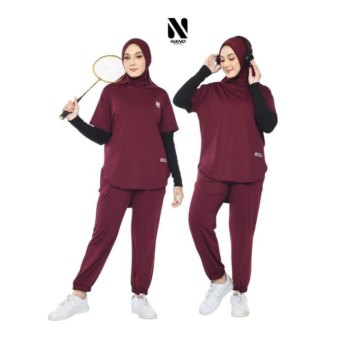 Product Laris Nano Sportswear Baju Senam Muslim Wanita Jogger / Setelan Baju Senam Jogger / One Set
