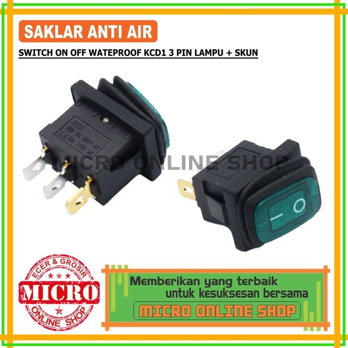 (Allthebest) Saklar On-Off 3 Kaki Anti Air Hijau + Skun Switch On-Off