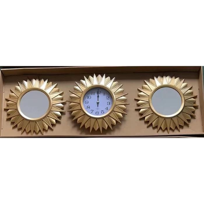 3 SET JAM DINDING 1 JAM DINDING 2 CERMIN HIAS JAM DINDING HIAS