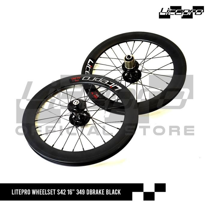 LITE WHEELSET S42 16" 349 DKE BLACK
