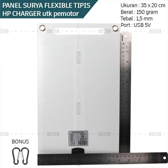Solar panel monokristalin lentur flexible ringan tipis 10W / HP Charger / cas ponsel tenaga surya