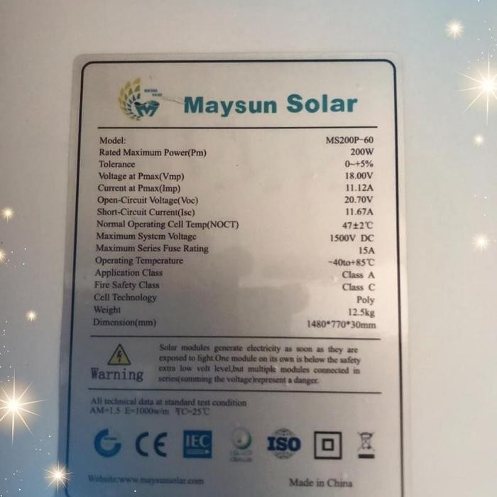 Panel surya 200wp Poly Maysun solar