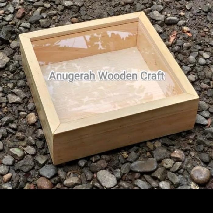 20x20 Kotak kayu akrilik sliding geser box Seserahan mahar pernikahan