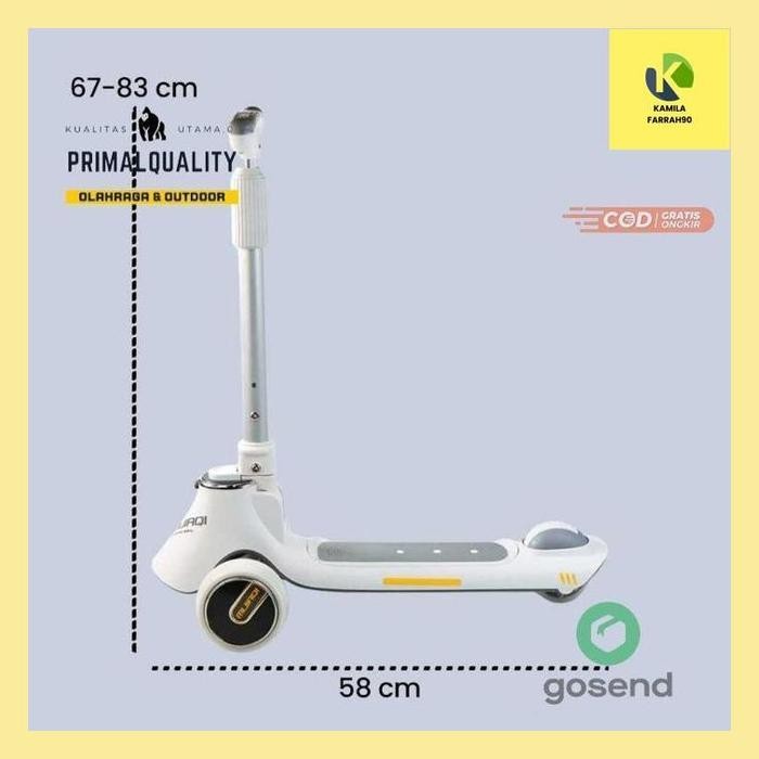 Azhar Primal Skuter Anak 1-12 Tahun Lipat Bersinar Keseimbangan Sepeda Tinggi Disesuaikan Skateboard