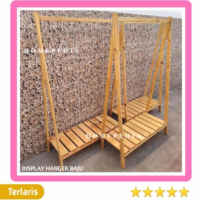 Display Kayu Rak Hanger Baju / Rak Baju Gantung Kayu Stand #Gratisongkir