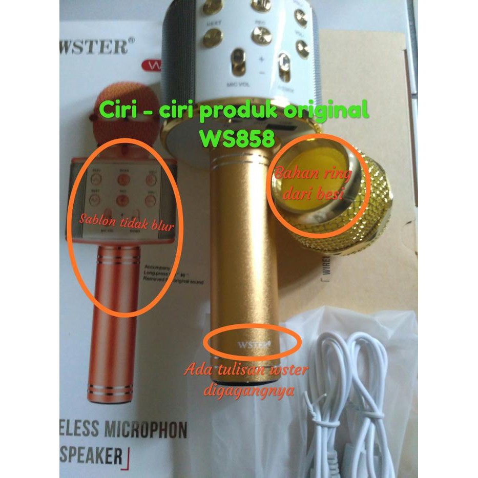 Mic Microphone Bluetooth Wireless Karaoke WS858 Original