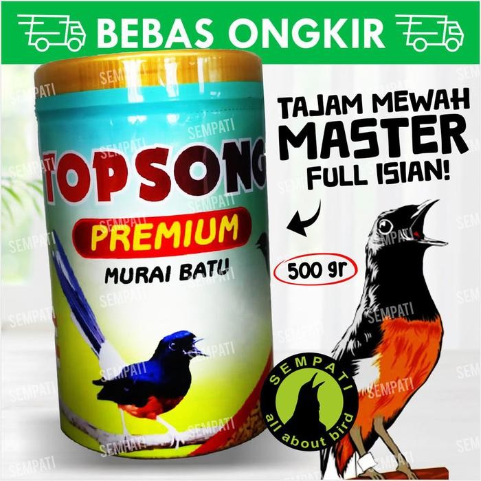 Topsong top song premium pur voer murai batu kemasan toples 500gr