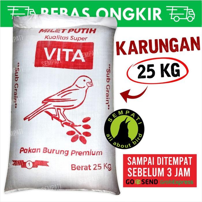 MILET PUTIH VITA 25 KG KARUNGAN PAKAN HARIAN BURUNG LOVEBIRD BJMVK