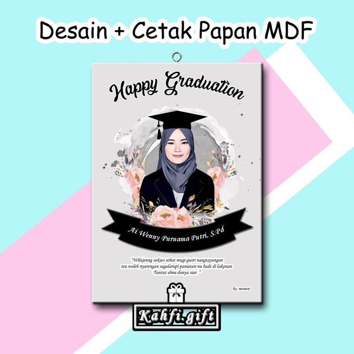(Allthebest) Desain Foto + Cetak Papan MDF (20x30cm) Kado Wisuda, Ulang