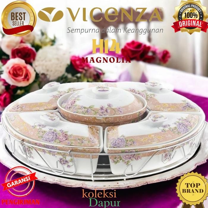 Banyak Dicari Double Plate Vicenza P24 Motif Poppy, Piring Saji Kue Berdesain Elegan
