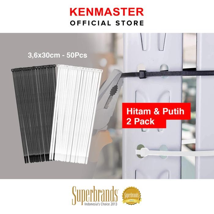 

Kenmaster Cable Ties 3.6 x 30 cm x 50 Pcs - Black + White ( 2 Pack ) - BUND-0057
