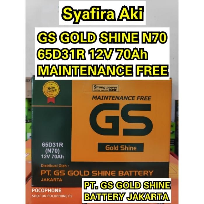 TERBARU GS MF (AKI KERING) N70 / 65D31R 12V 70Ah Aki Mobil