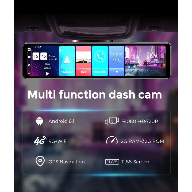 [Expret] Azdome PG18G 4G Smart Mirror Dash cam GPS Dash Camera