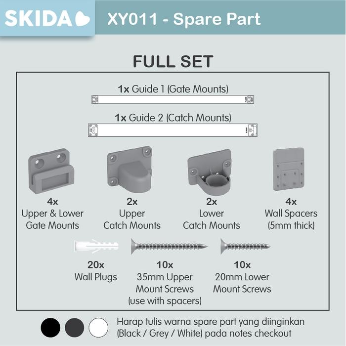 Spare Parts / Installation Kit for XY011 Skida Retractable Safety Gate