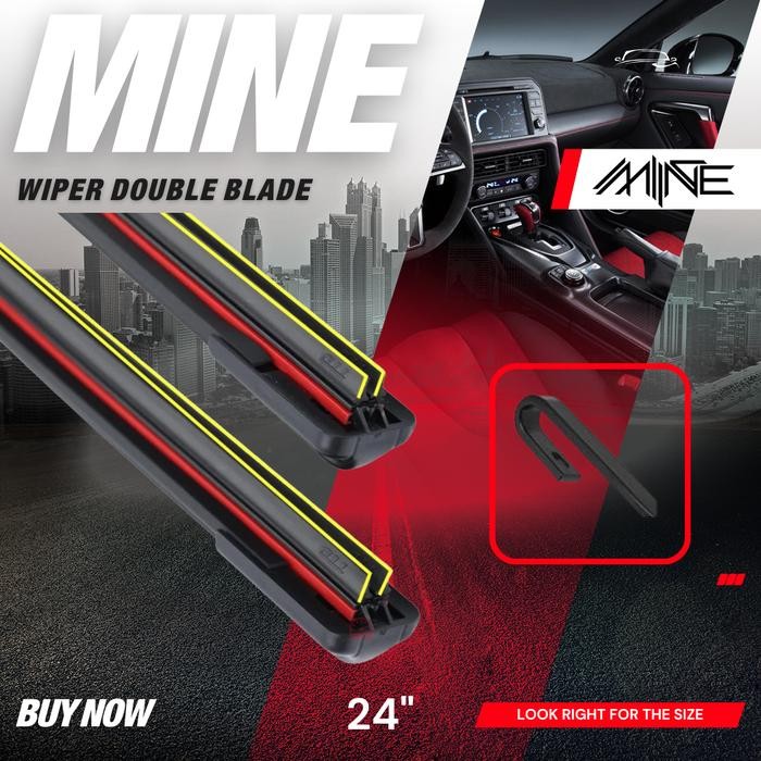 WIPER DOUBLE BLADE UNIVERSAL CAR (SATUAN) WIPER KARET