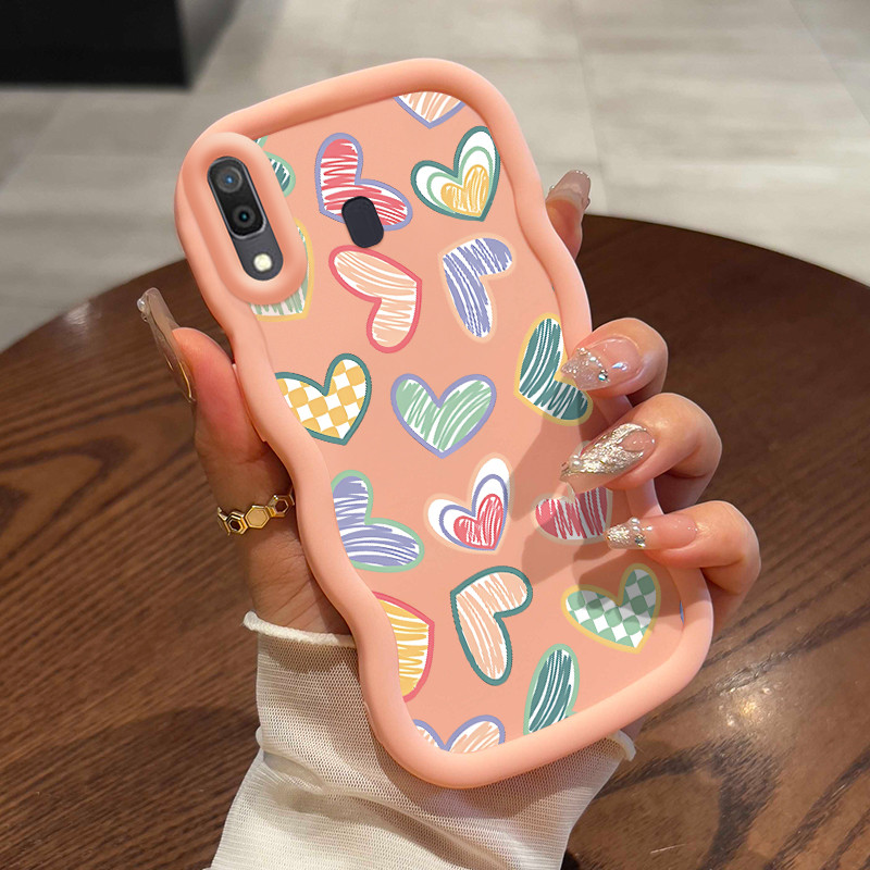 Casing Untuk Samsung A20 A30 M10s Case Softcase Kesing Sketsa cinta berwarna-warni ponsel Cesing ter