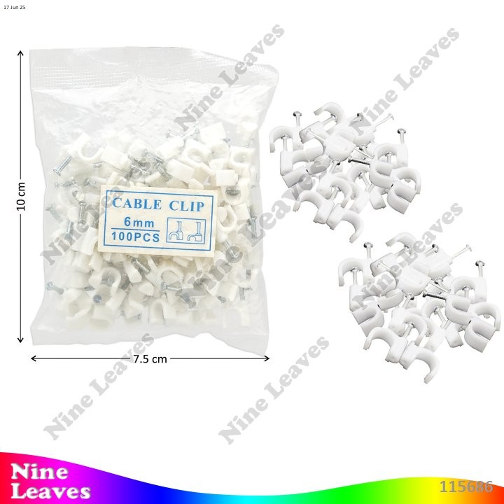 [Grosir 100 Pcs] Klem Kabel 6 mm Cable Clip Klem Kabel Listrik / Klem Paku Beton / Klem Kabel Putih