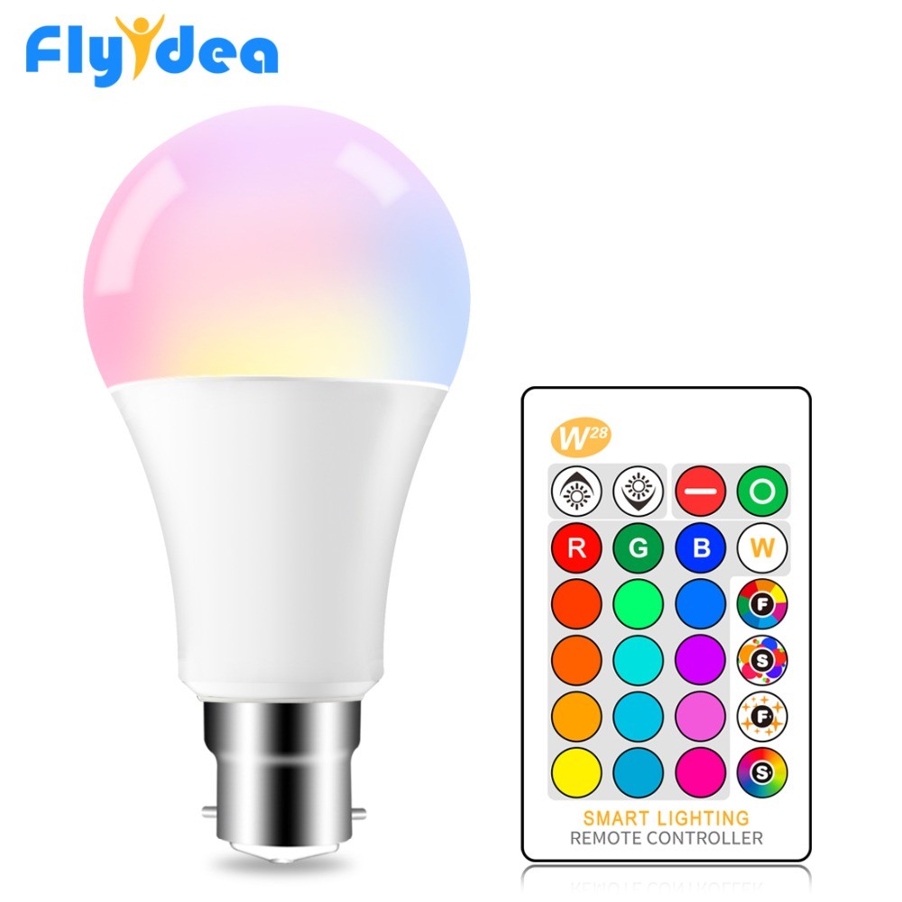 IR Remote Control LED RGB Bulb Lamp B22 AC85-265V 5W 10W 15W RGB +