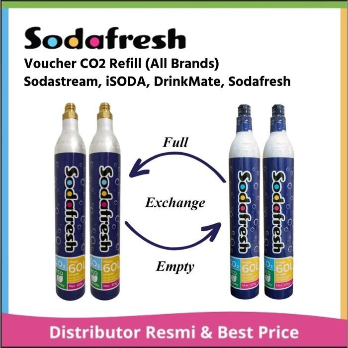 SodaStream, Ace, Drinkmate, iSoda, Sodafresh CO2 Voucher Isi Ulang