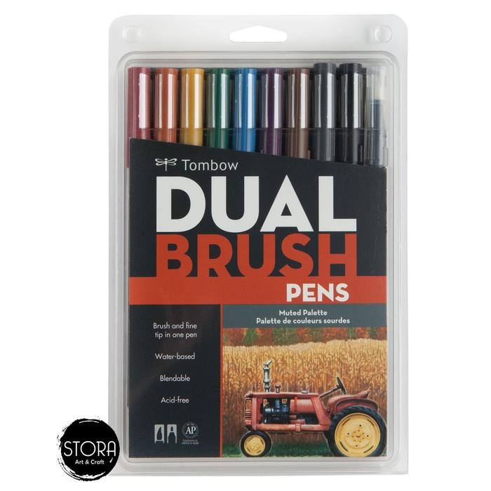 

tombow dual brush pen set 10 - muted palette kode 847