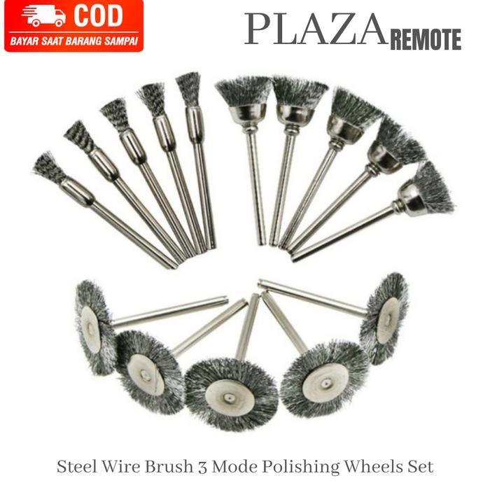 

mini wire steel brush polishing wheel pencil brush set 12pc kode 102