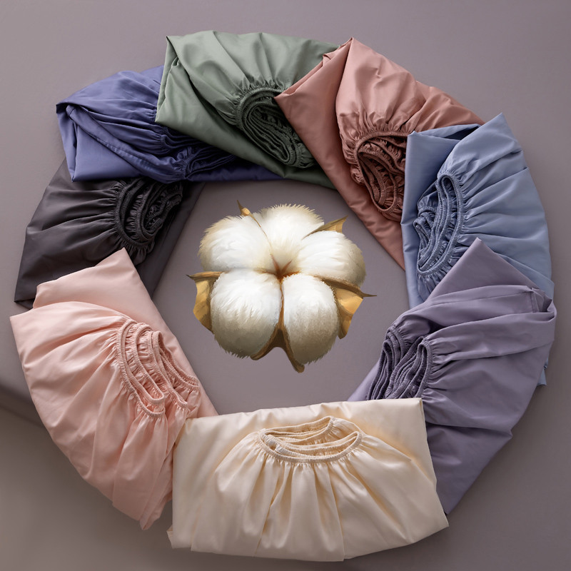 Luxury Cotton Fitted Sheets with Elastic Band 100% Egyptian Cotton Bed Sheet High End Mattress Cover