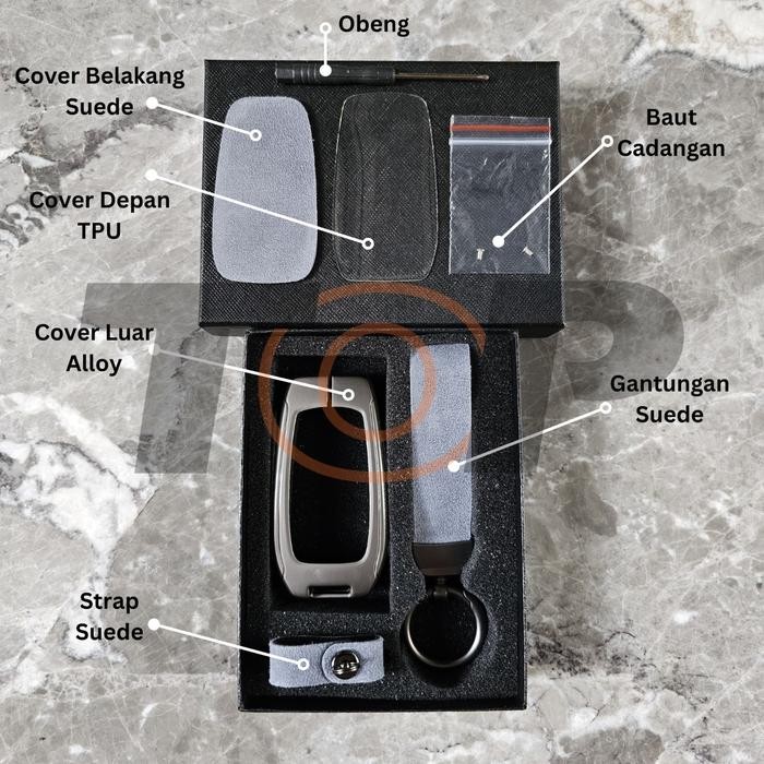 

COVER KEY SUEDE PREMIUM WULING AIR EV BINGUO EV CLOUD EV SERES E1 CAR CASE SARUNG CASING REMOTE