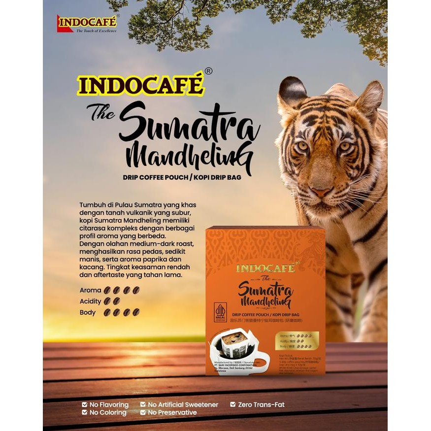 

INDOCAFE THE SUMATRA MANDHELING DRIP COFFEE POUCH
