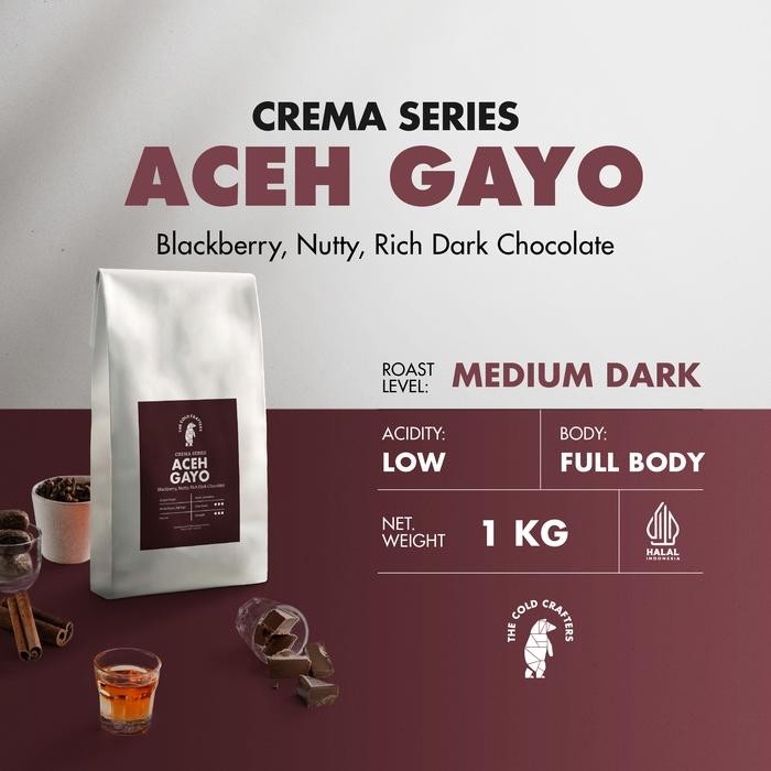 

ACEH GAYO CREMA SERIES ARABIKA COFFEE ARABICA BIJI KOPI BUBUK 1KG