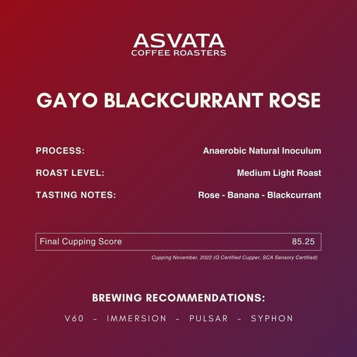 

GAYO BLACKCURRANT ROSE 100 GR ROASTED BEANS SPECIALTY COFFEE BIJI KOPI