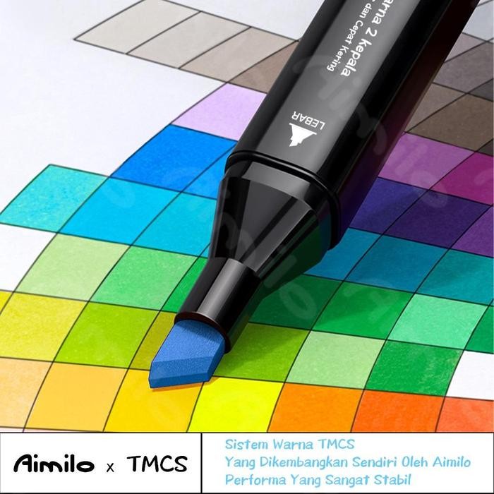 

[READY] Aimilo Spidol Warna Warni 1 Set Sketch Marker 2 Tip Touch Marker 48/60/80 Warna Stationery