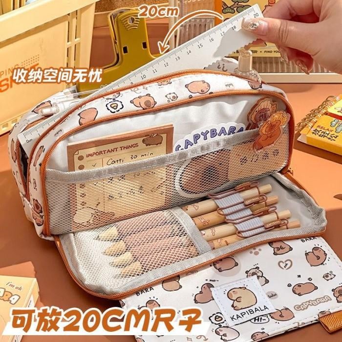 

Kotak Pensil Boneka Bulu Lucu CAPYBARA! PATTERN Edition Gwiyeo Pencil Case Stationery Bag Kawaii