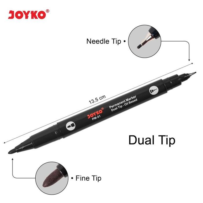 

[ PER PACK ] Permanent Marker Spidol Permanen Dual Tip Joyko PM-31