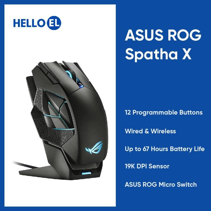 [Allthebest] ASUS ROG Spatha X 19K DPI 2.4Ghz Wireless Wired 12 Buttons Gaming Mouse