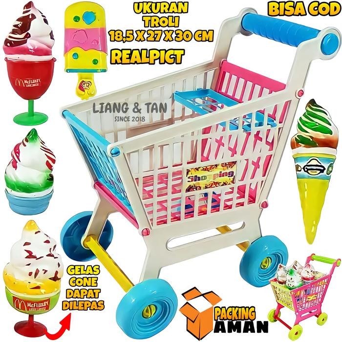 ( BISA ) Mainan Anak Troli Set Es Krim / Mainan Anak Troli Keranjang Es Krim Dorong / Mainan Anak